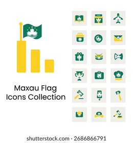 Iconos de banderas de macao en nuevo