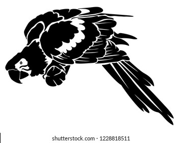 
Macaw, ara, perruche. Image vectorielle oiseau volant tropical sur fond blanc. Illustration simple. Crayon pour la découpe au laser. Silhouette de perroquet. Modèle. Tampon. Esquisse. Mourir coupé. Idéal pour la conception de murs.