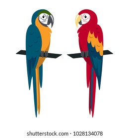 Macaw ara parrot icon in flat style. Brazilian tropical bird symbol on white background