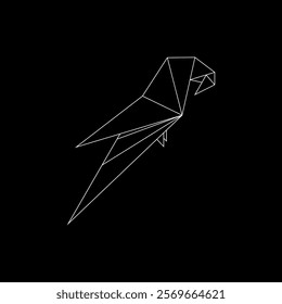 Macaw, Ara, Parrot Polygonal Lines, can use for Logo, Pictogram, Bird Figure, Website, Apps, or Graphic Design Element. Vector Illustration