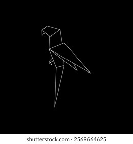 Macaw, Ara, Parrot Polygonal Lines, can use for Logo, Pictogram, Bird Figure, Website, Apps, or Graphic Design Element. Vector Illustration