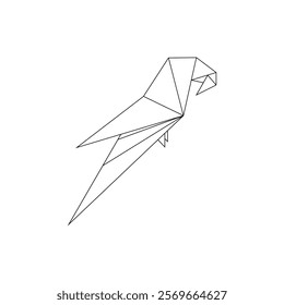 Macaw, Ara, Parrot Polygonal Lines, can use for Logo, Pictogram, Bird Figure, Website, Apps, or Graphic Design Element. Vector Illustration