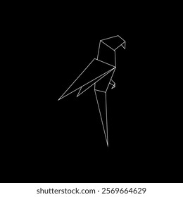 Macaw, Ara, Parrot Polygonal Lines, can use for Logo, Pictogram, Bird Figure, Website, Apps, or Graphic Design Element. Vector Illustration