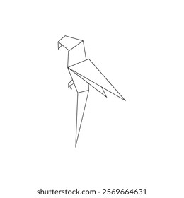 Macaw, Ara, Parrot Polygonal Lines, can use for Logo, Pictogram, Bird Figure, Website, Apps, or Graphic Design Element. Vector Illustration