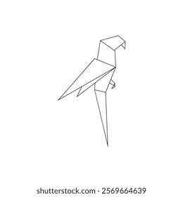 Macaw, Ara, Parrot Polygonal Lines, can use for Logo, Pictogram, Bird Figure, Website, Apps, or Graphic Design Element. Vector Illustration