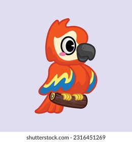 Ilustración vectorial de la caricatura de aves de Macaw