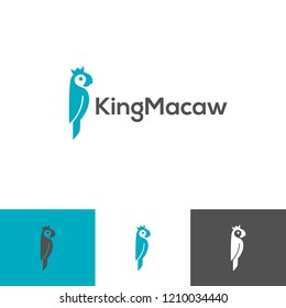 macaw bird logo with king crown