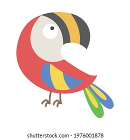 Macaw bird vector illustration cartoon isolated on white background. Cute macaw vector cartoon.