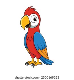 Macaw Bird Vector Illustration - Cartoon, Clipart, and Line Art Design