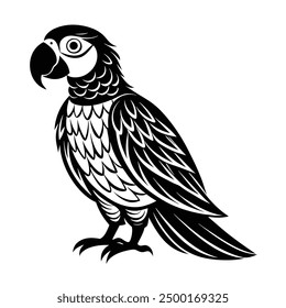 Macaw Bird Vector Illustration - Cartoon, Clipart, and Line Art Design