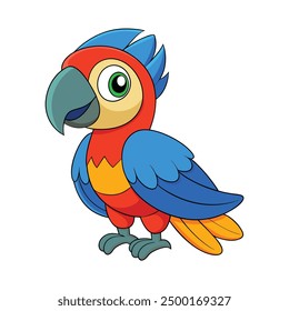 Macaw Bird Vector Illustration - Cartoon, Clipart, and Line Art Design