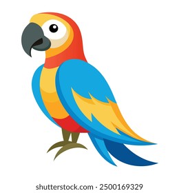 Macaw Bird Vector Illustration - Cartoon, Clipart, and Line Art Design