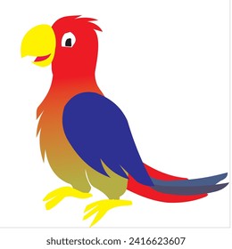 macaw bird vector in red color and blue wings