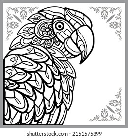 Zentangle de aves macabras aisladas en fondo blanco