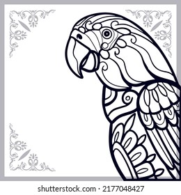 Macaw bird zentangle arts isolated on white background.