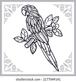 Macaw bird zentangle arts isolated on white background.