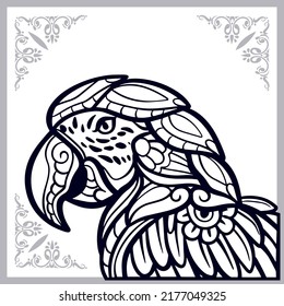 Macaw bird zentangle arts isolated on white background.