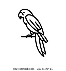 macaw black line icon for digital and print projects. South american animals. Minimal clean icons for apps and websites. Modern simple icons for UI UX and branding