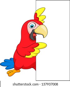 Macaw with blank sign