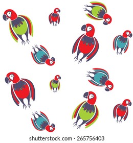 Macaw. dancing parrots seamless backgrounds, print to fabric