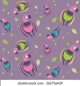 Macaw dancing parrots seamless backgrounds, print to fabric