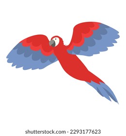 Macaw fly icon cartoon vector. Tropical bird. Cute exotic pet