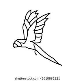 macaw flying parrot bird line icon vector. macaw flying parrot bird sign. isolated contour symbol black illustration