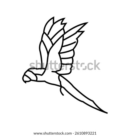 macaw flying parrot bird line icon vector. macaw flying parrot bird sign. isolated contour symbol black illustration