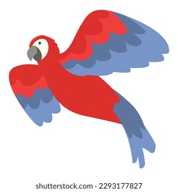 Vector de dibujos animados de iconos de Macaw. Loro de aves. Mosca animal