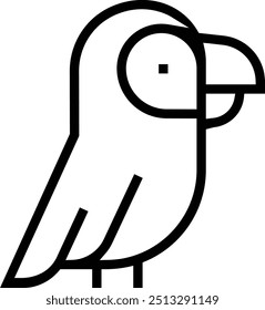 Icono de guacamayo. Diseño de estilo lineal delgado aislado sobre fondo blanco