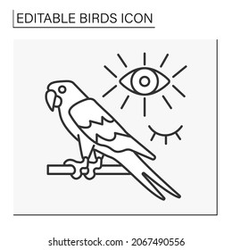  Macaw line icon. Funny parrot.Bird symbolises summertime, fertility, and healing. Birds concept. Isolated vector illustration. Editable stroke
