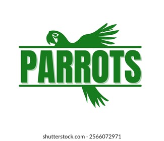 Macaw logo ,Simple birds illustration, website parrot logo, Vector flying macaw bird. Parrot silhouette template sign Stamp symbol Sketch. WordPress logo birds texture cute green parrot site banner