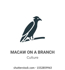 Macaw on a branch vector icon on white background. Flat vector macaw on a branch icon symbol sign from modern culture collection for mobile concept and web apps design.
