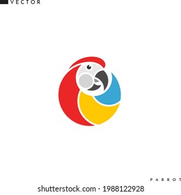 Macaw parrot. Abstract bird. Isolated parrot on white background