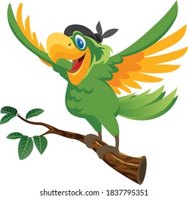 Macaw Parrot cartoon vector art and illustration