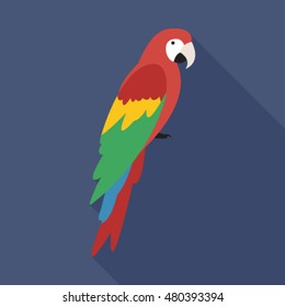 ícono plano de loro macaw. Se puede utilizar como icono de loro macaw para varios propósitos, como: sitios web, UI, UX, plantillas de impresión, materiales promocionales, infografías, aplicaciones web y de teléfonos móviles.