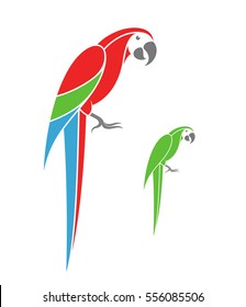 Papagei und grüner Papagei. Vektorgrafik 