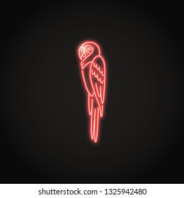 Macaw Parrot Icon In Glowing Neon Style