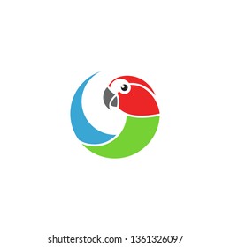 Macaw parrot. Logo. Isolated parrot on white background