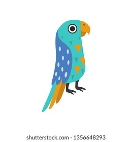 Macaw Parrot Tropical Bird with Colored Feathers and Wings Vector Illustration