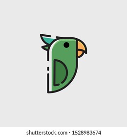 Macaw parrot vector. Parrot bird vector icon in flat style - Vector