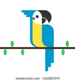Macaw parrot vector. Parrot bird vector icon in flat style