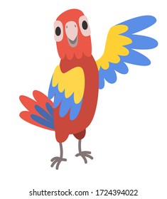 Macaw parrot vector. Cartoon Cute Parrot.Wonderful multi color parrot bird happy