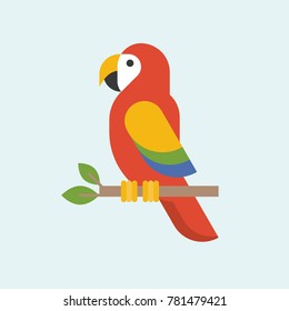 Macaw Parrot Vector, Parrots, Bird Vector Icon In Flat Style