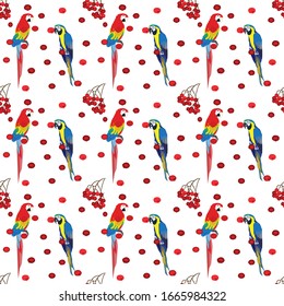Makaws Vogel wild lebende Tierwelt nahtlose Muster für den Druck auf Textilien, Papier, Tapeten