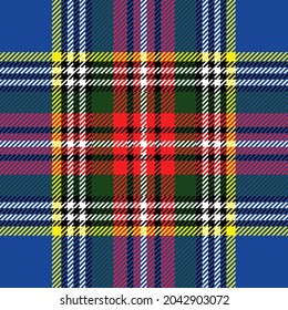MacBeth modern tartan plaid. Scottish fabric swatch close-up.