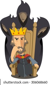 macbeth on his throne vector cartoon illustration