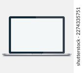 Macbook, apple, modern laptop computer vector mockup isolated on transparent. Vector laptop photorealistic illustration. Template for content
