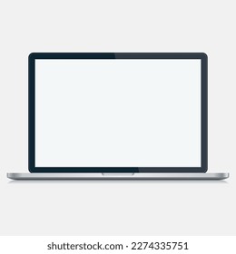 Macbook, apple, modern laptop computer vector mockup isolated on transparent. Vector laptop photorealistic illustration. Template for content
