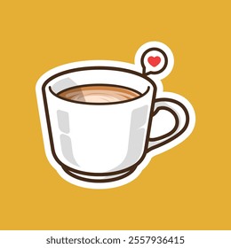 Macchiato Coffee Illustration for Sticker and Background. Food and Beverages Illustration Theme.